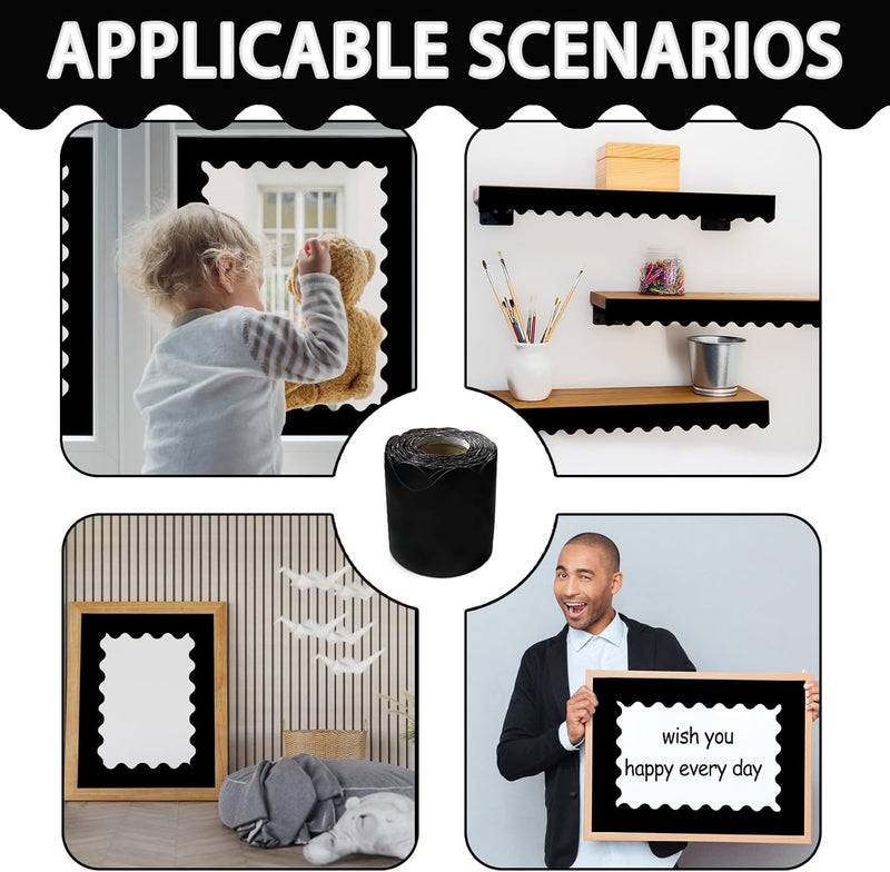 YCDMLJC 69Feet Bulletin Board Borders,Classroom Decor,Suitable for Poster Boards,Whiteboard,Wall Decoration,Party,Decoration with Classroom Border Panels(Black) - Image 5
